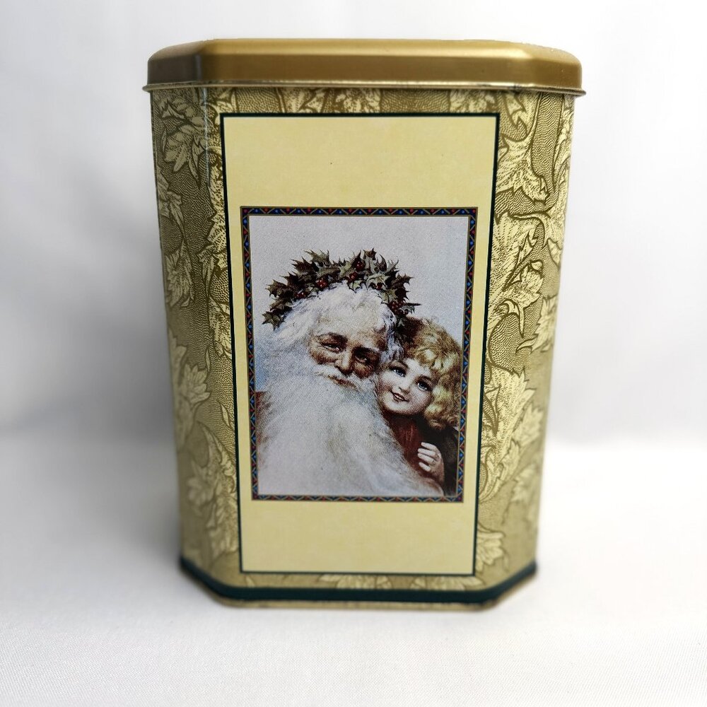 Victorian Christmas Tin Box Vintage Nostalgic Santa Claus Design Made in UK